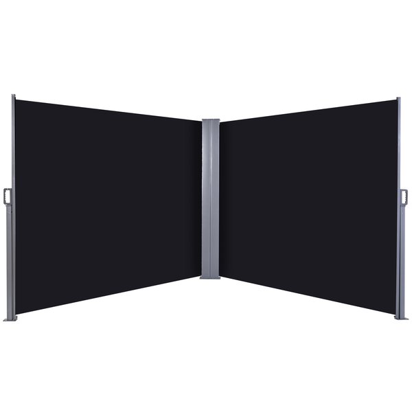 Steel Frame Retractable Double-Sided Awning - Black