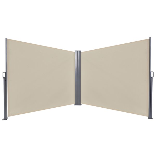 Steel Frame Retractable Double Side Awning - Beige