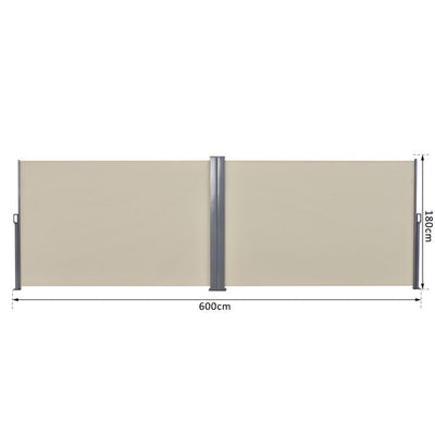 Steel Frame Retractable Double Side Awning - Beige