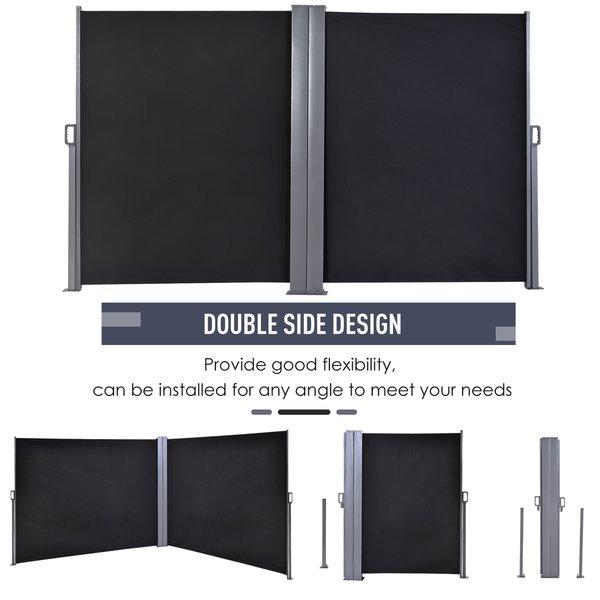 Steel Frame Retractable Double Side Awning - Grey