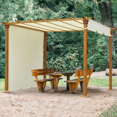 Steel Frame Retractable Outdoor Garden Pergola - Beige