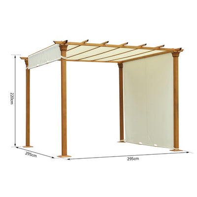 Steel Frame Retractable Outdoor Garden Pergola - Beige