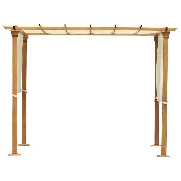 Steel Frame Retractable Outdoor Garden Pergola - Beige