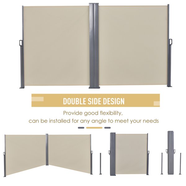 Steel Frame Retractable Double Side Awning - Beige