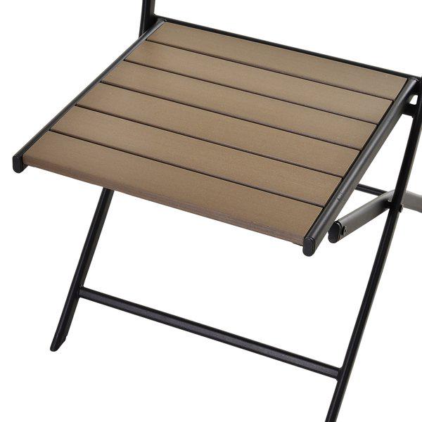 Steel Frame Slatted Outdoor Garden Bistro Set - Black/Brown