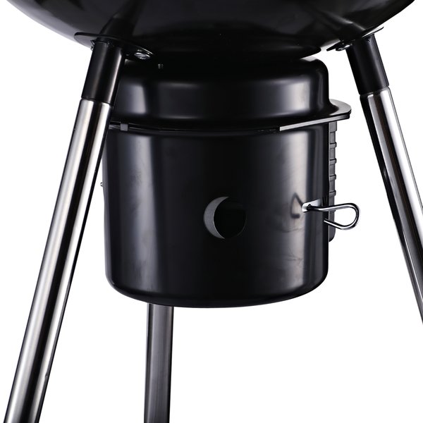 Steel Freestanding Charcoal BBQ Grill W/ Wheels Black