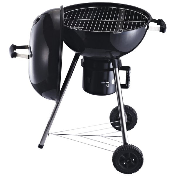 Steel Freestanding Charcoal BBQ Grill W/ Wheels Black