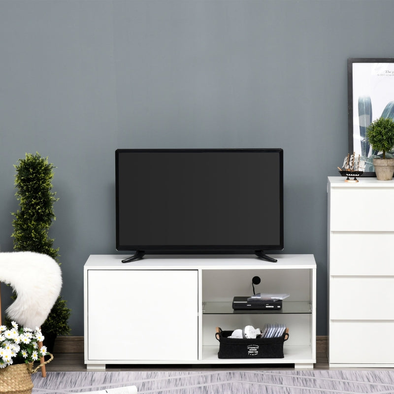 High Gloss Boxy TV Cabinet, With Storage - White