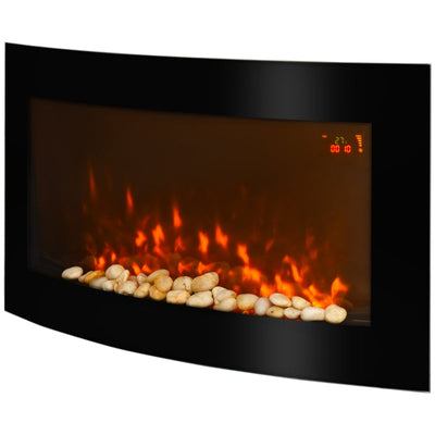 LED Curved Glass Electric Wall Mounted Fire Place