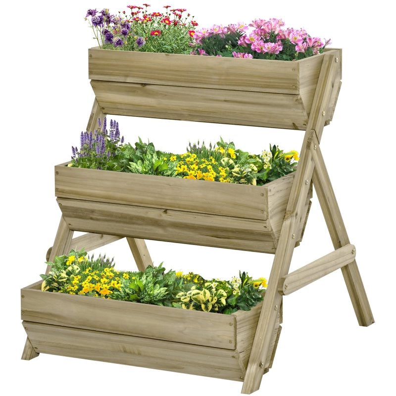 3 Tier Raised Garden Bed Wooden Elevated Planter Grow Box