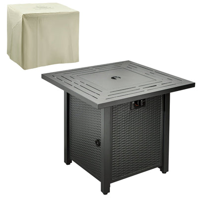 Square Propane Gas Fire Pit Table, Black