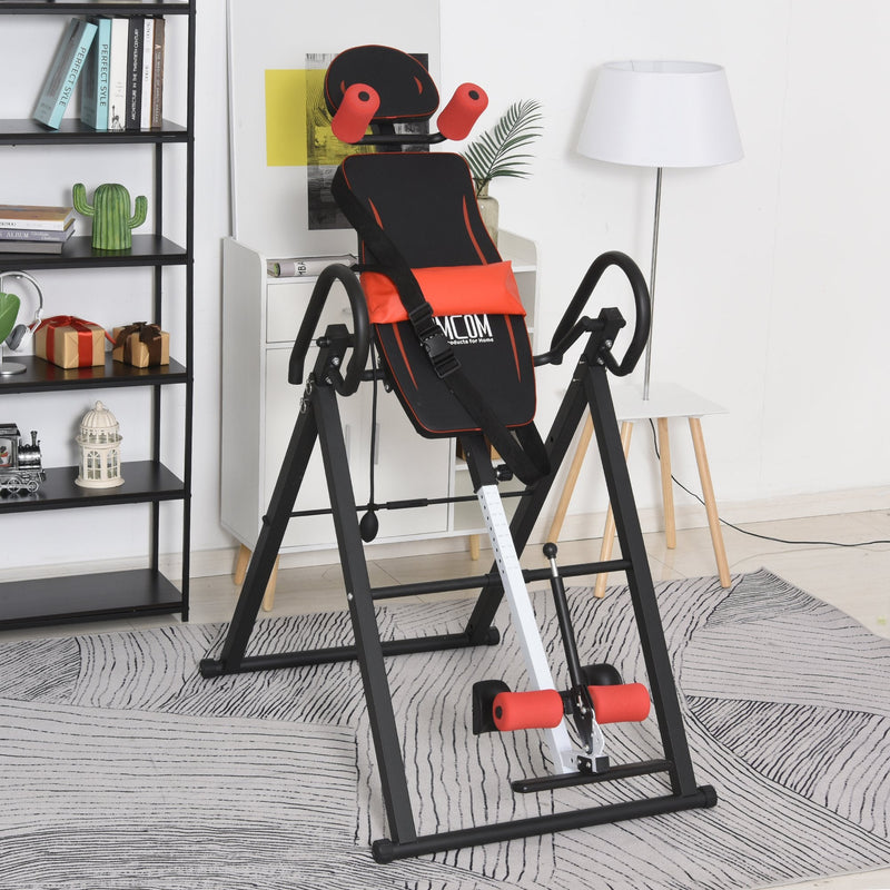 HOMCOM Steel Adjustable Pain Relief Gravity Inversion Table Red/Black