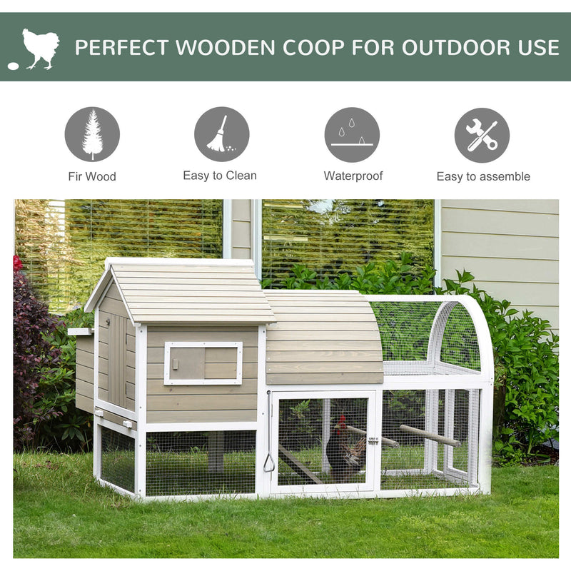 Wooden Chicken Coop Outdoor Hen House, Removable Tray Nesting Box Grey