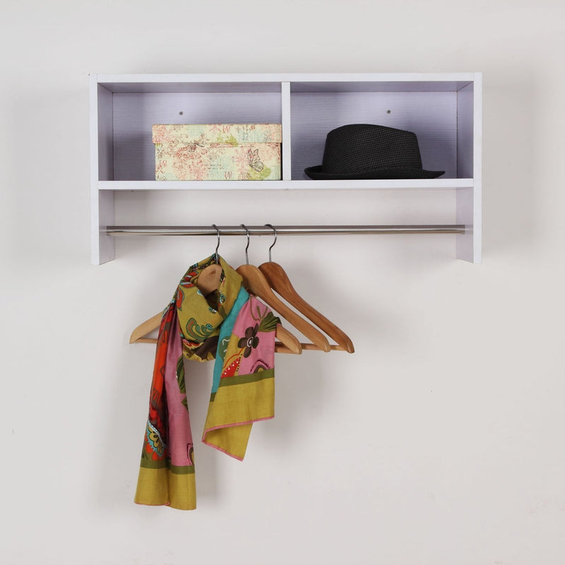 Wall Mounted Coat Hook, Shelf-White