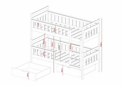 Wooden Bunk Bed Tezo with Storage