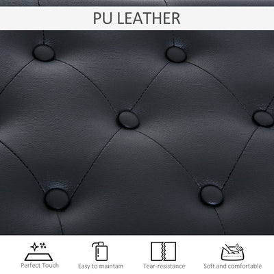 PU Leather Upholstered Piano Stool Makeup Bench, Black