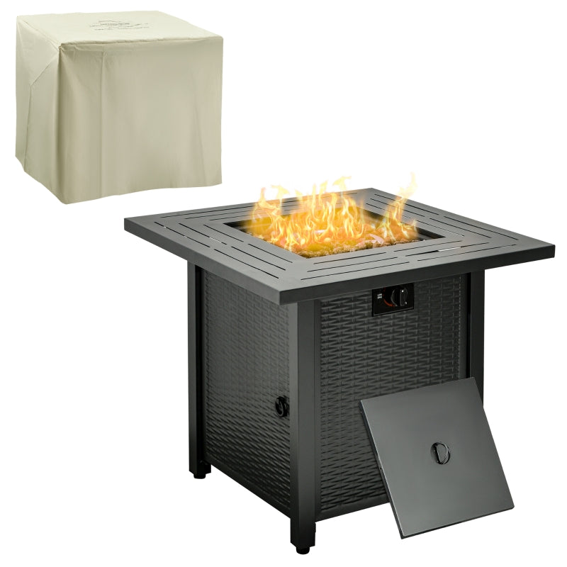 Square Propane Gas Fire Pit Table, Black