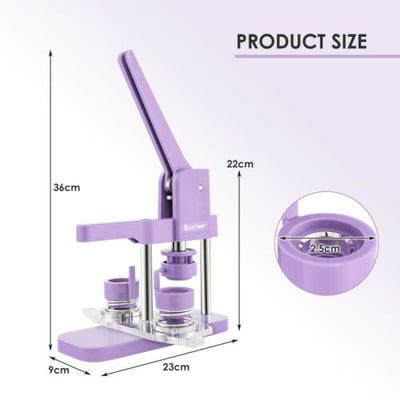 Máquina para hacer botones de 25 mm con 1000 piezas de botones (morado)