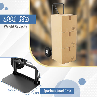 P-Handle Sack Truck with 10" Rubber Wheels and Foldable Load Area