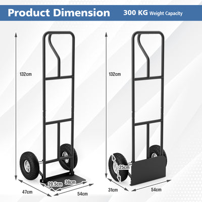 P-Handle Sack Truck with 10" Rubber Wheels and Foldable Load Area