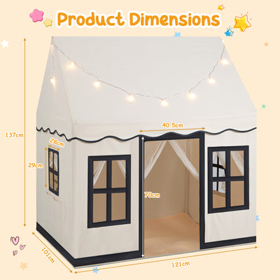 Indoor Kids Play Tent with Star Lights for Children Boys Girls Gift-Beige