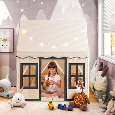 Indoor Kids Play Tent with Star Lights for Children Boys Girls Gift-Beige