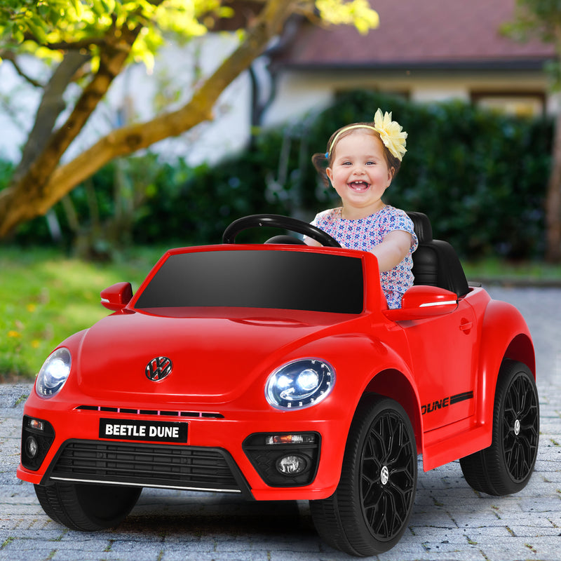 Coche eléctrico para niños Volkswagen Beetle de 12 V con mando a distancia, color rojo