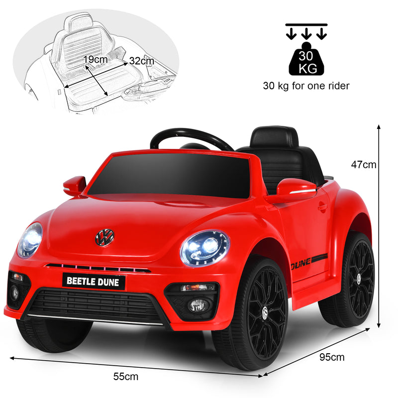 Coche eléctrico para niños Volkswagen Beetle de 12 V con mando a distancia, color rojo