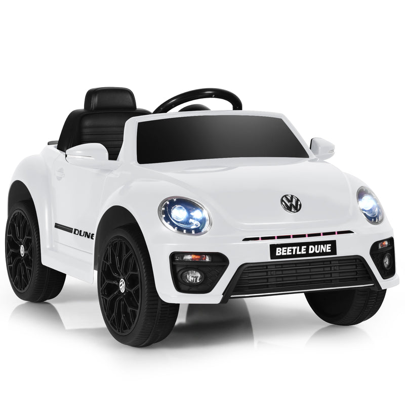 Coche eléctrico para niños Volkswagen Beetle de 12 V con mando a distancia, color blanco