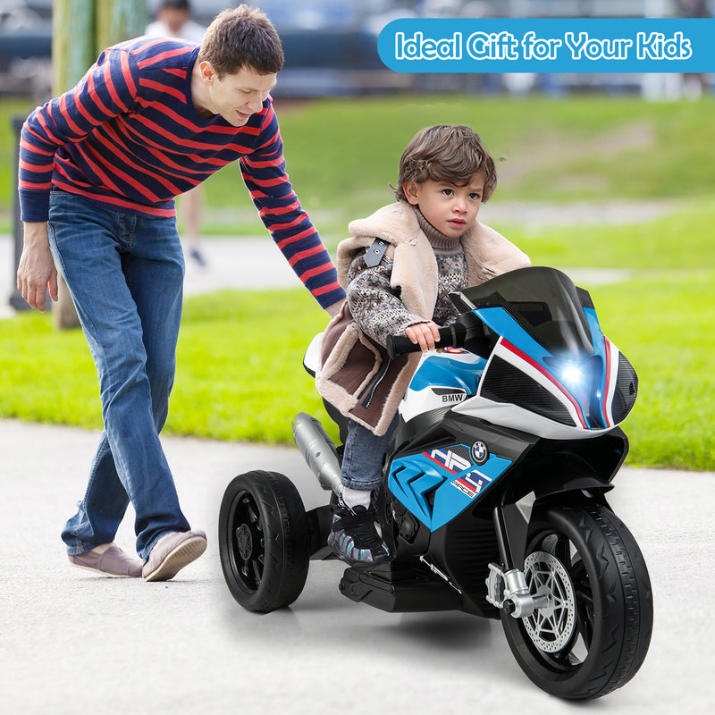 12V Kids Motorcycle Ride-On Toy with Music and Headlight-Blue