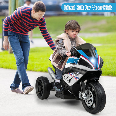 12V Kids Motorcycle Ride-On Toy with Music and Headlight-White