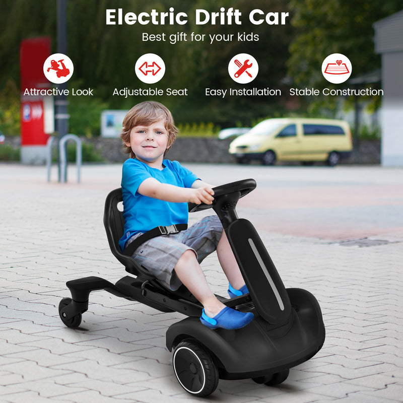 Coche eléctrico de derrape de 6 V para niños de 3 a 8 años, color negro