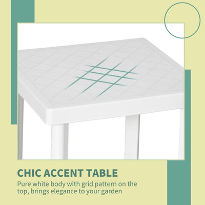 Outsunny Small Square Plastic Outdoor Table - White