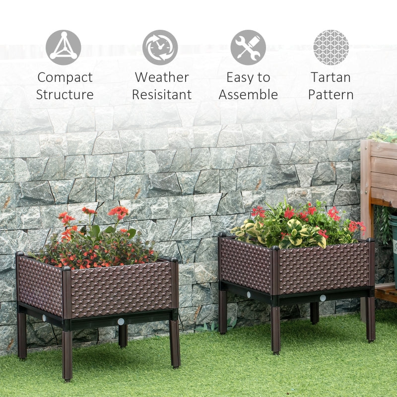 Set Of 2 Raised Garden Bed Elevated Planter Box