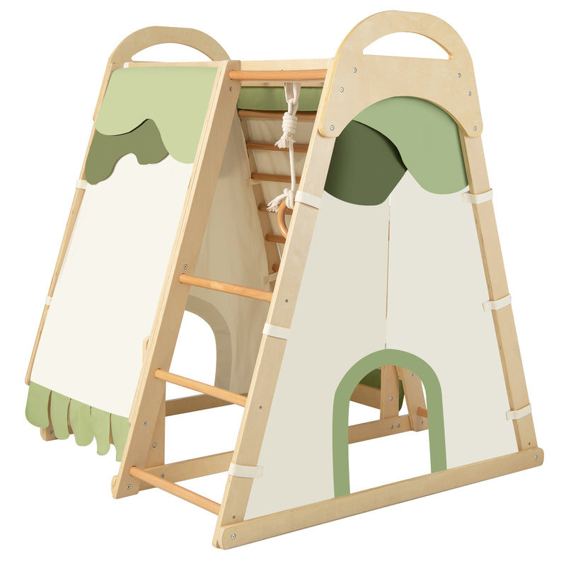 6-in-1 Kids Indoor Playground with Slide for Toddlers over 1 Year Old-Natural