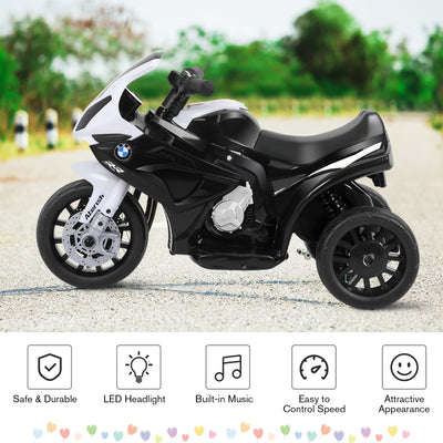 Motocicleta para niños de 6 V con ruedas de entrenamiento y luz delantera, color negro