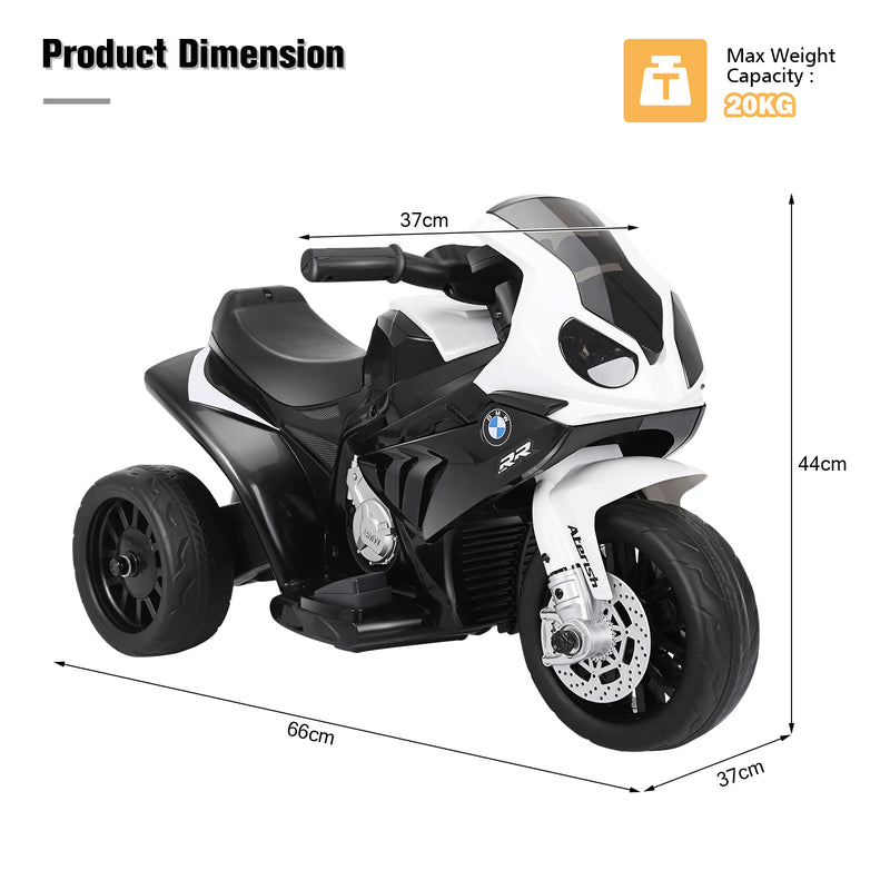 Motocicleta para niños de 6 V con ruedas de entrenamiento y luz delantera, color negro