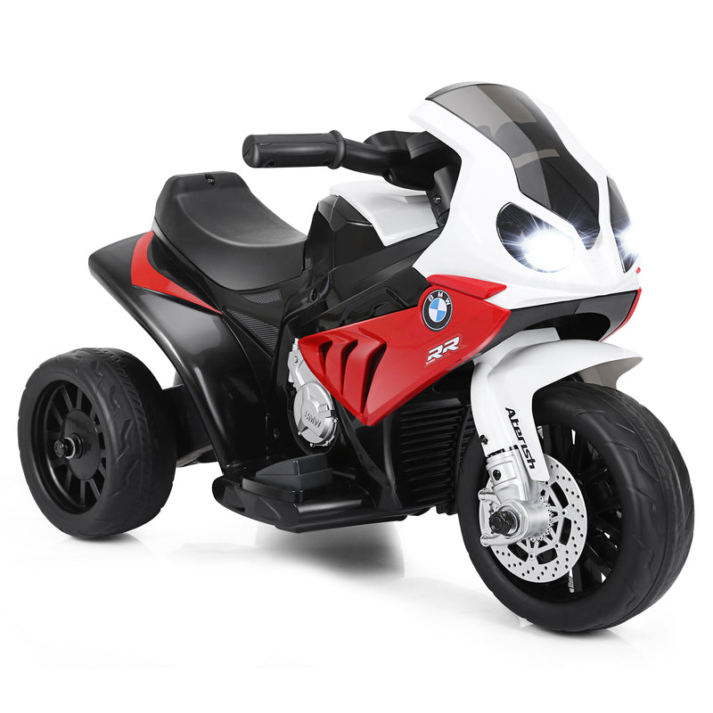 Motocicleta para niños de 6 V con ruedas de entrenamiento y luz delantera, color rojo