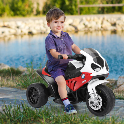 Motocicleta para niños de 6 V con ruedas de entrenamiento y luz delantera, color rojo