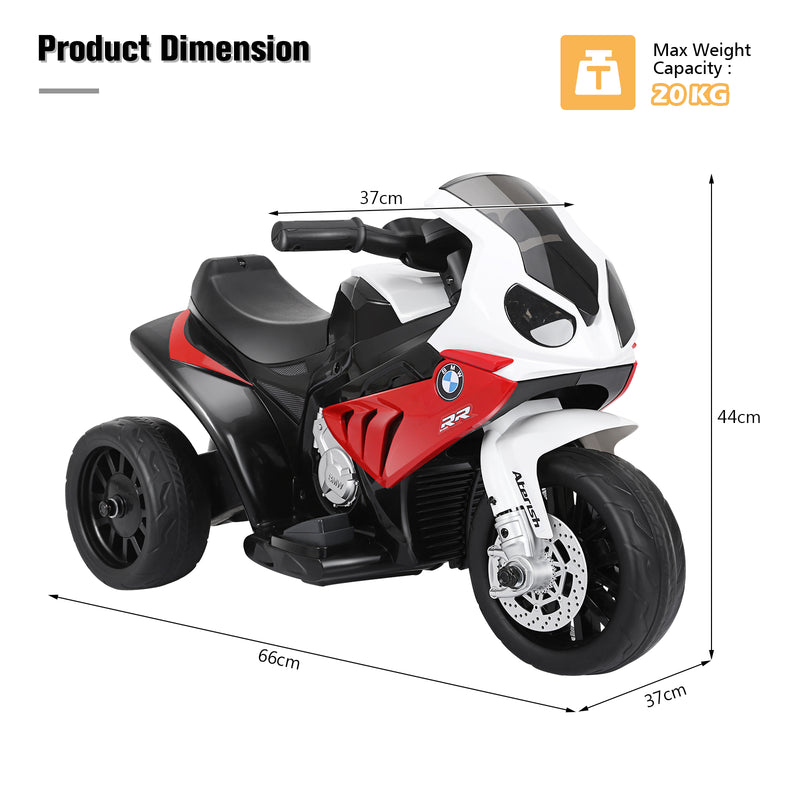 Motocicleta para niños de 6 V con ruedas de entrenamiento y luz delantera, color rojo