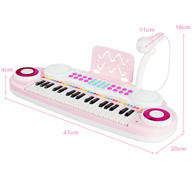 37 Keys Electronic Musical Instrument with Microphone-Pink