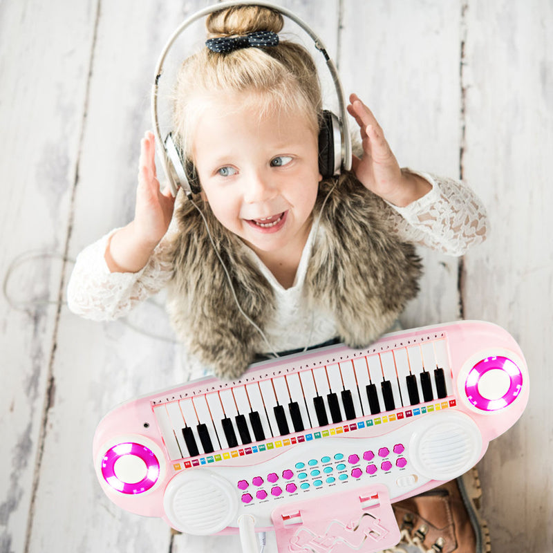 37 Keys Electronic Musical Instrument with Microphone-Pink