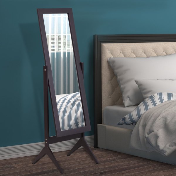 Tall Freestanding Dressing Mirror W/Adjustable Tilt Brown