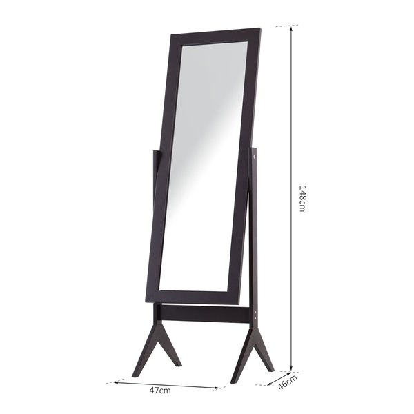 Tall Freestanding Dressing Mirror W/Adjustable Tilt Brown