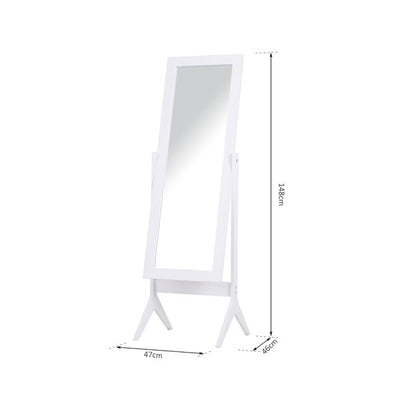 Tall Freestanding Dressing Mirror W/Adjustable Tilt White