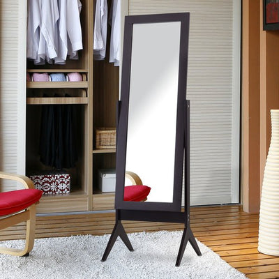 Tall Freestanding Dressing Mirror W/Adjustable Tilt Brown