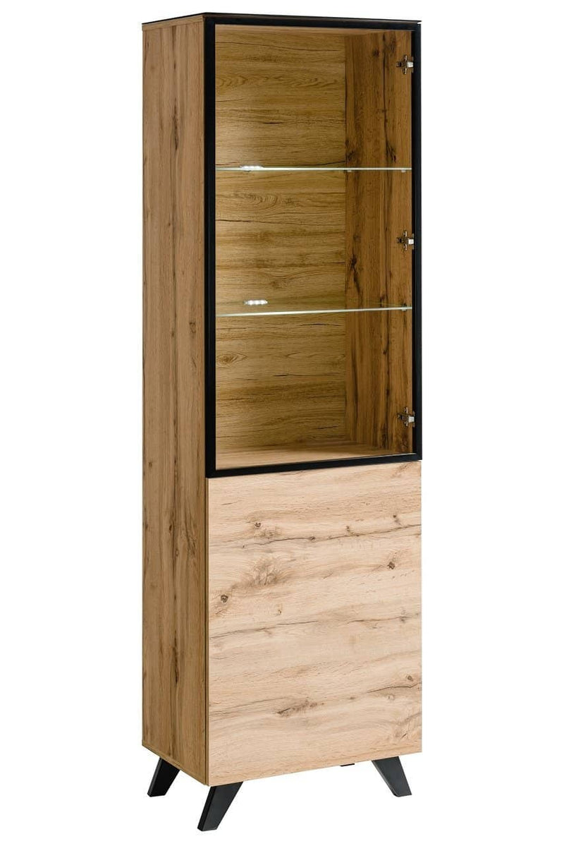 Thin Tall Display Cabinet in Wotan Oak