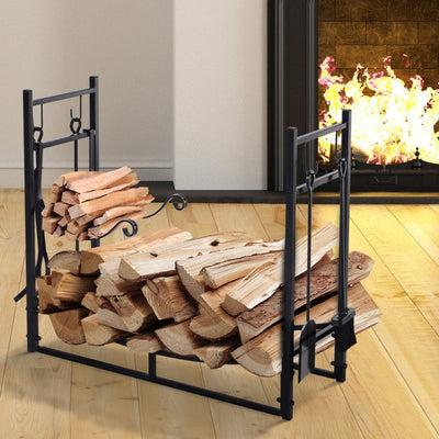 Metal Firewood Log Holder Indoor Outdoor Rack