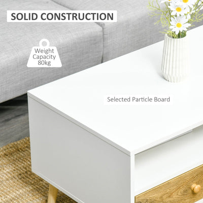 Coffee Table Rectangular End Side , White Brown