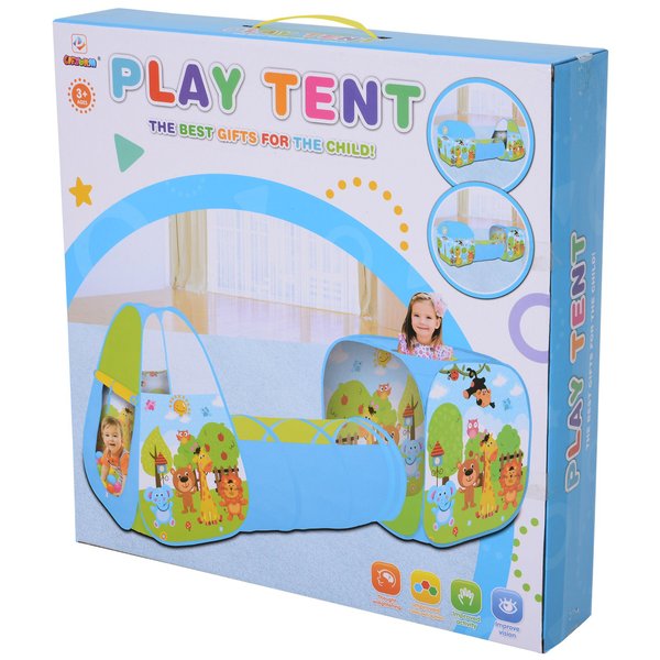 3 In 1 Pop Up House Tent Play Tunnel - Multi-Color Characters